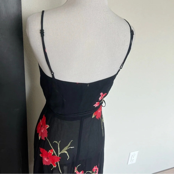Reformation Mattie Wrap Dress Floral Hibiscus Print Black Boho Women’s XS - Picture 8 of 10